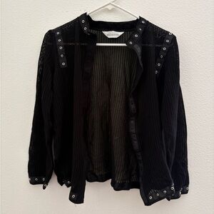 Misook Black Textured Knit Cardigan Size XS